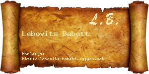 Lebovits Babett névjegykártya